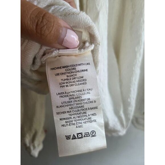 We the Free "Rockaway" Oversized Knit Ivory Button Down Blouse Medium - Picture 7 of 8